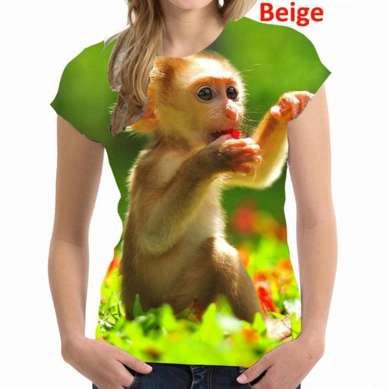 2025 New Fashion Casual Women's 3D Gorilla Funny Monkey T Shirt 3D Printing Summer Cool Short Sleeve Shirt