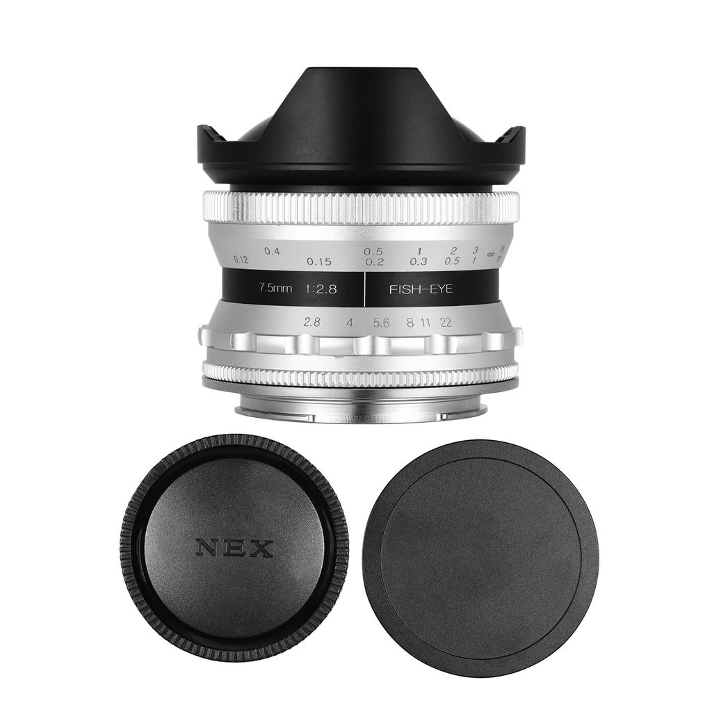 7.5mm F2.8 Manual Focus Fisheye Lens 180 Degrees  Ultra Wide Angle Large Aperture E-Mount Lens