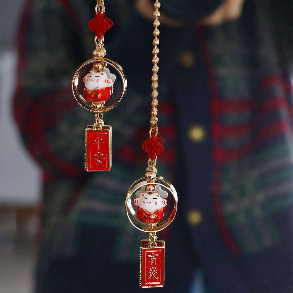 Ceramic Cat Lucky Cat Lucky Cat Fortune Cat Car Pendant Cat Car Hangings Decor Fortune Cat Interior