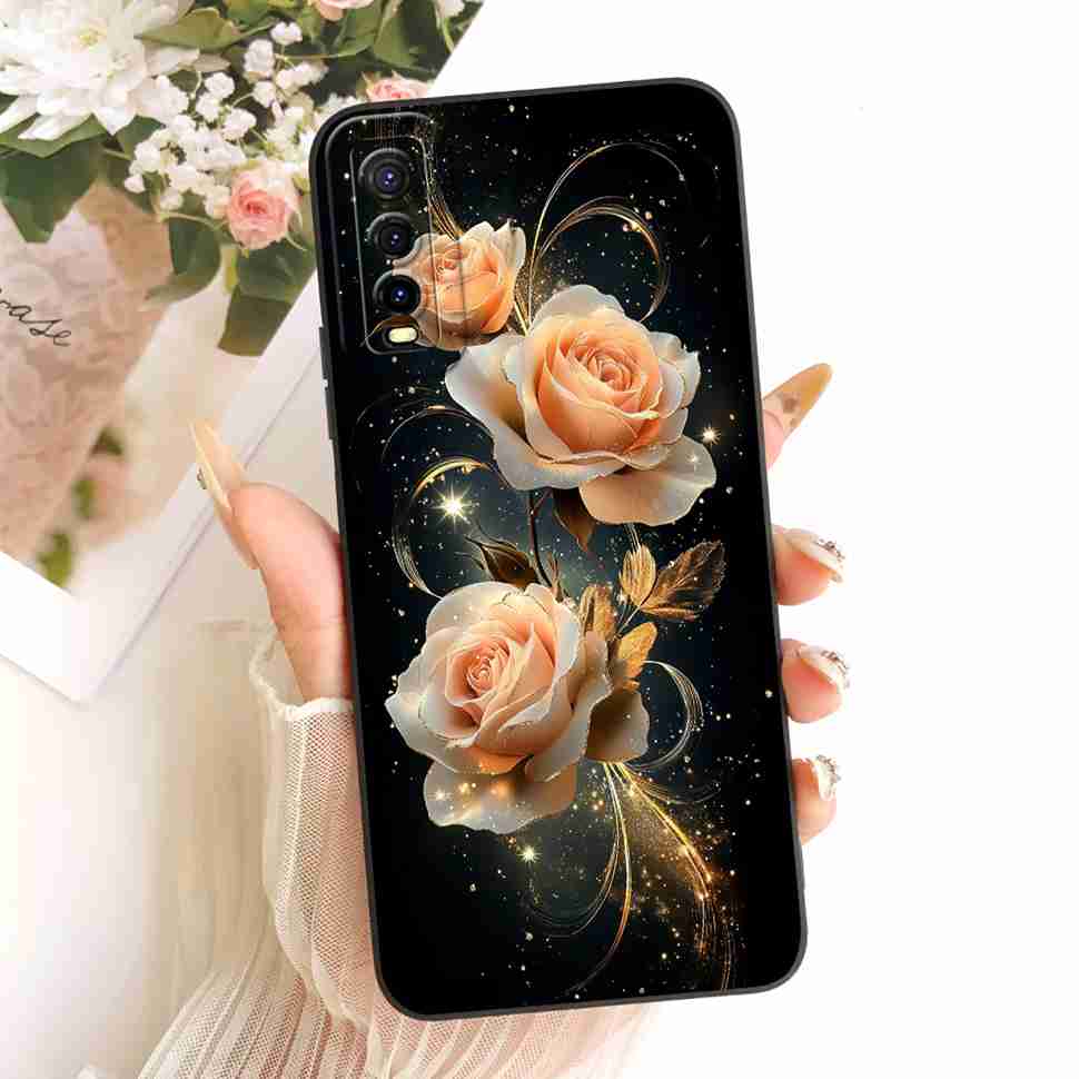 For vivo Y70s 5G Case Luxurious Flower Cartoon Silicone Back Cover For Vivo Y 70s Y51s Y51S V2002A Shockproof Phone Cases Fundas