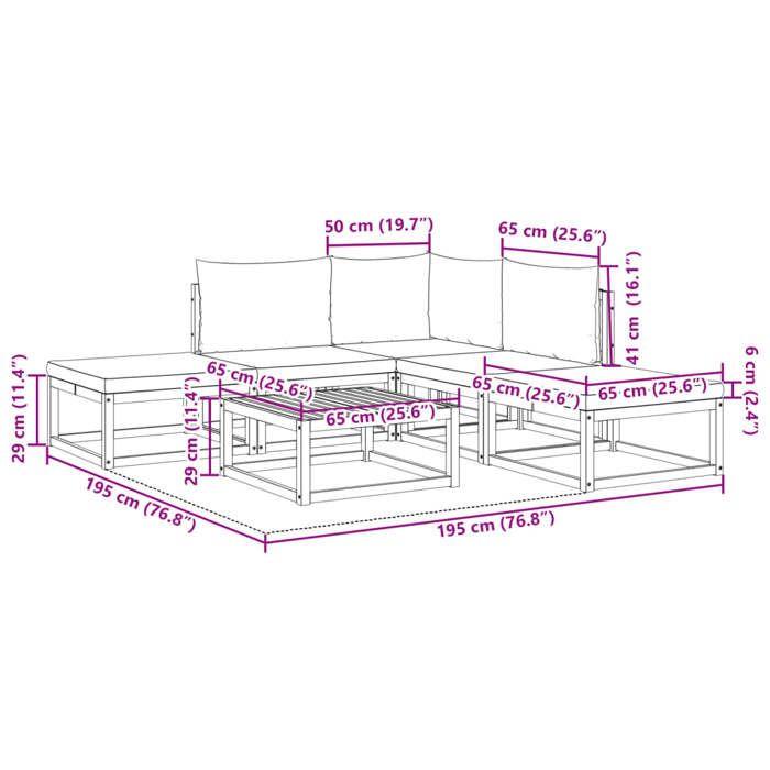 VidaXL Ensemble de canapés de jardin 6 pièces avec coussins en bois d'acacia et corde 3278846