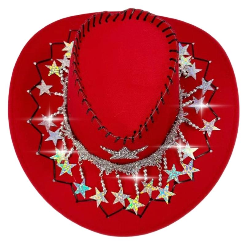 Practical Felts Cowboy Hats With Festival Five Point Star Embellishment Comfortable Unisex Western Accessory For Christmas