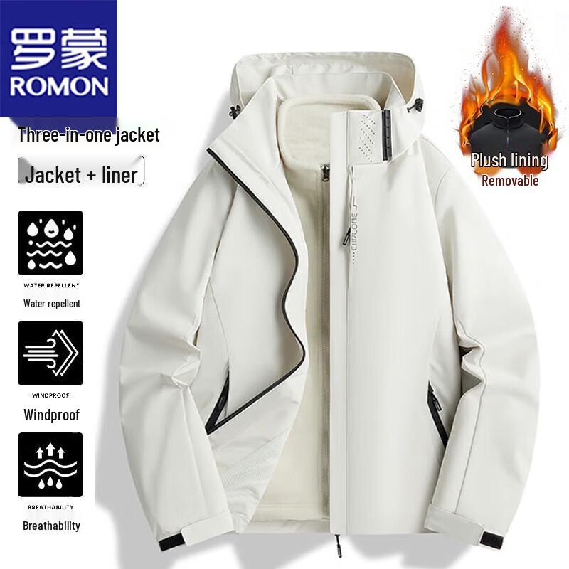 

ROMON Men s 3-in-1 Windproof Outdoor Jacket 4XL