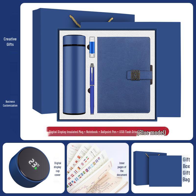 Luxury Business Gift Set: Insulated Cup, Umbrella, and Notebook with Custom Logo for Corporate Events