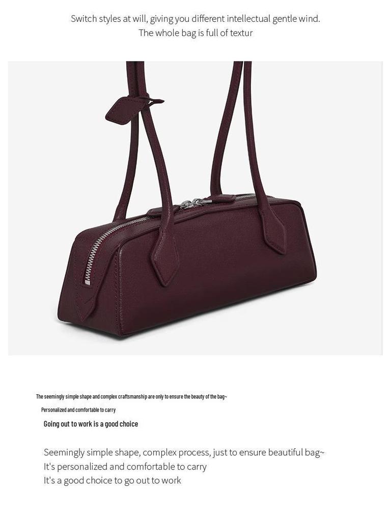 French Retro Genuine Leather Underarm Bag - Versatile Ladies' Handbag for Casual and Commuting