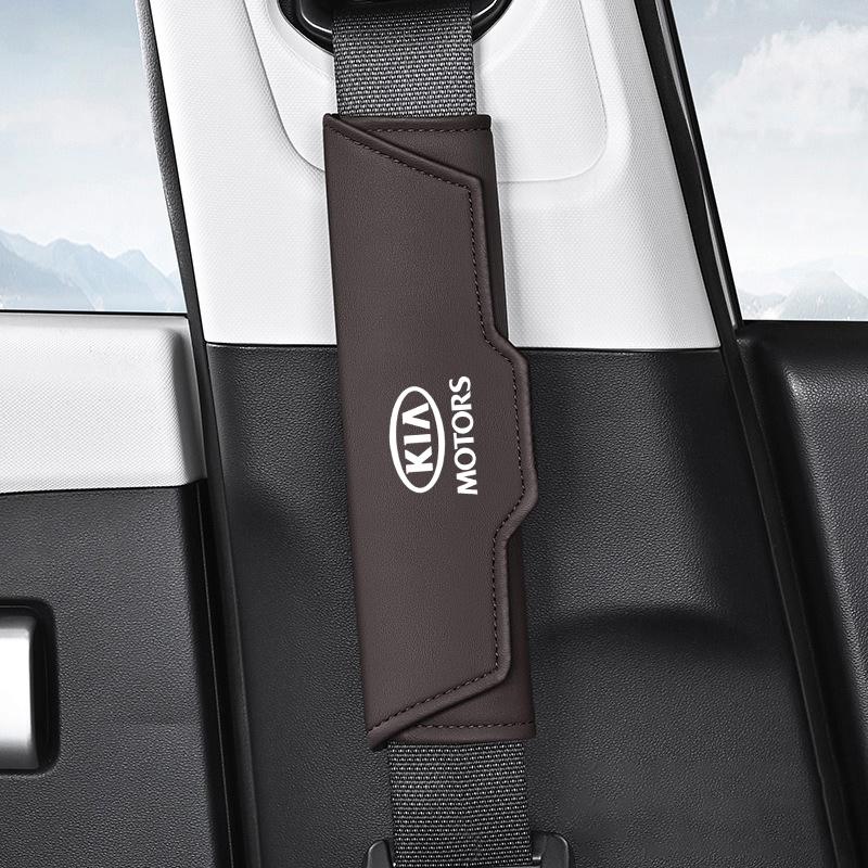

Leather Auto Seat Belt Shoulder Protector Safety Belt Padding Pad Interior Accessory for KIA K3 K5 SportegePicantoOptimaSoulCeed