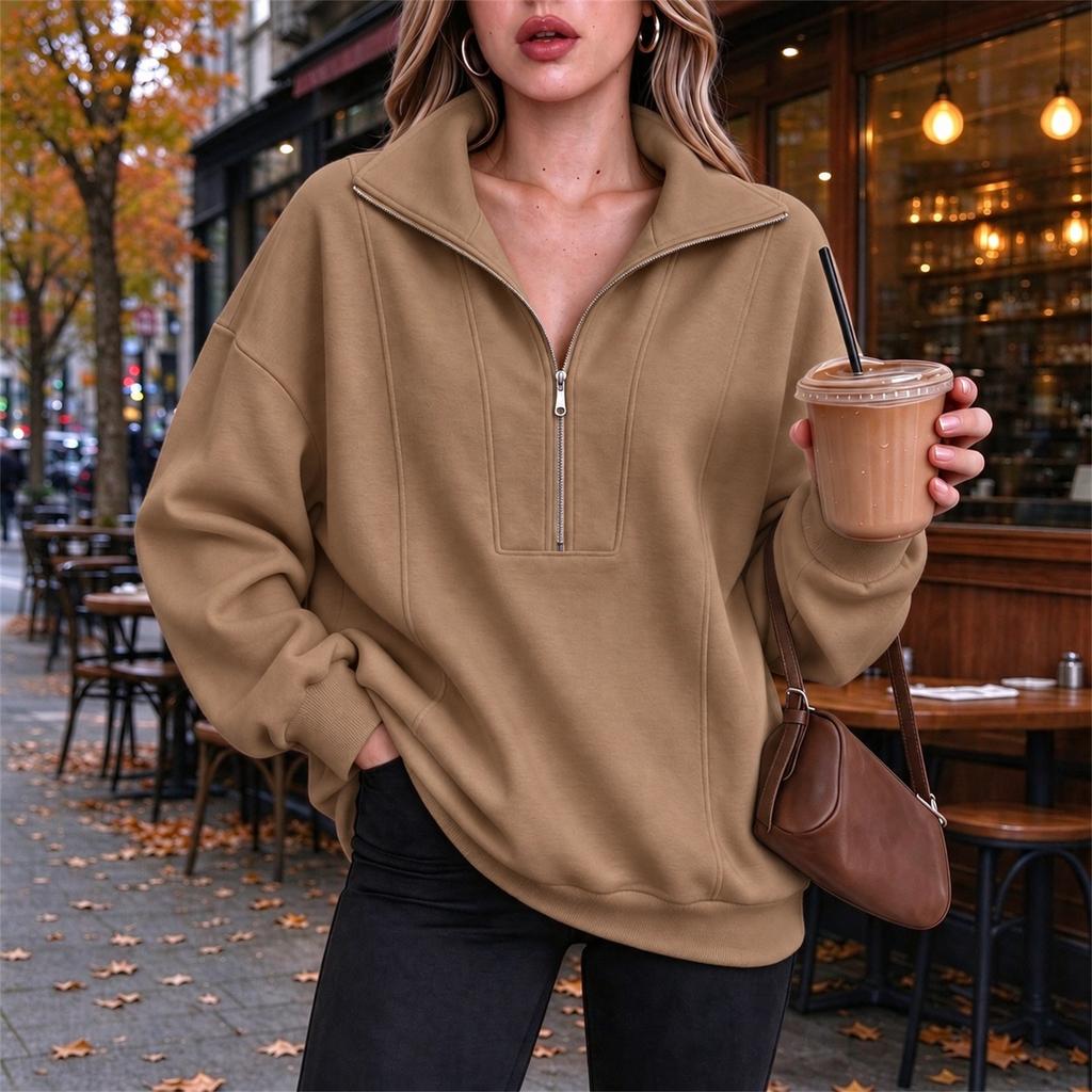 Women's Casual Loose Fit Sweatshirt with Pocket for Workout and Daily Wear
