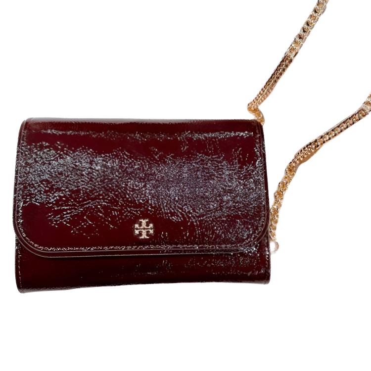 

Tory Burch Emerson Waxed Leather Design Crossbody Bag Women bags Burgundy 170172-600 Basic Set (Bag+Dust Bag)
