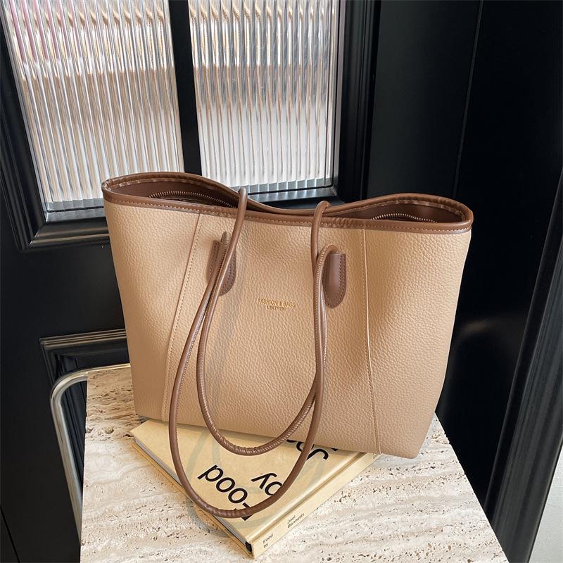 

2024 Women s Retro Shoulder Tote: Stylish, Large Capacity Commuter Bag хакі