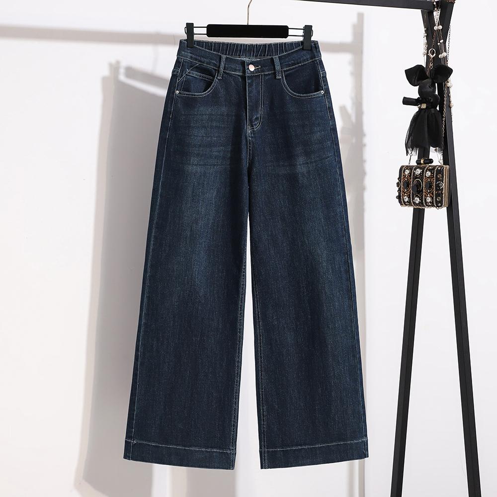 DIMANAF 2026 Herbst Winter Neu Übergröße Damen Lange Hosen Blau Elastische Taille Jeans Lässig Locker Dame