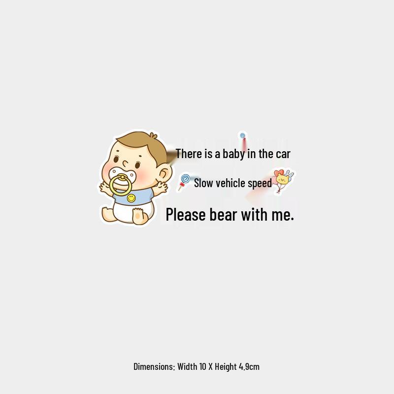 Baby on Board: Please Drive Slowly - Cartoon Waterproof Reflective Rear Window Sticker