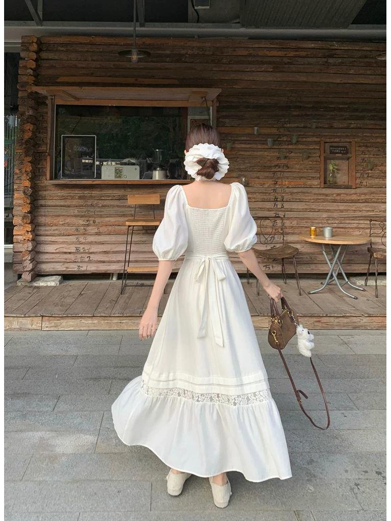 Plus Size Lace Hollow-Out Women's Summer Dress - Waist-Slimming Fairy Design