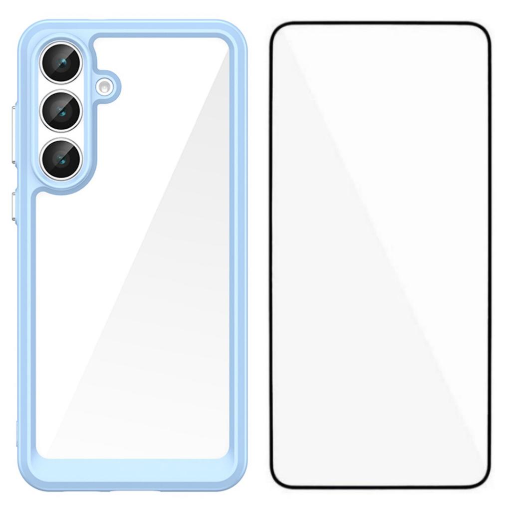 For Samsung Galaxy S25 FE Phone Case WANLONFENG XC Series TPU Acrylic Cover with Tempered Glass (Big Lens Hole)