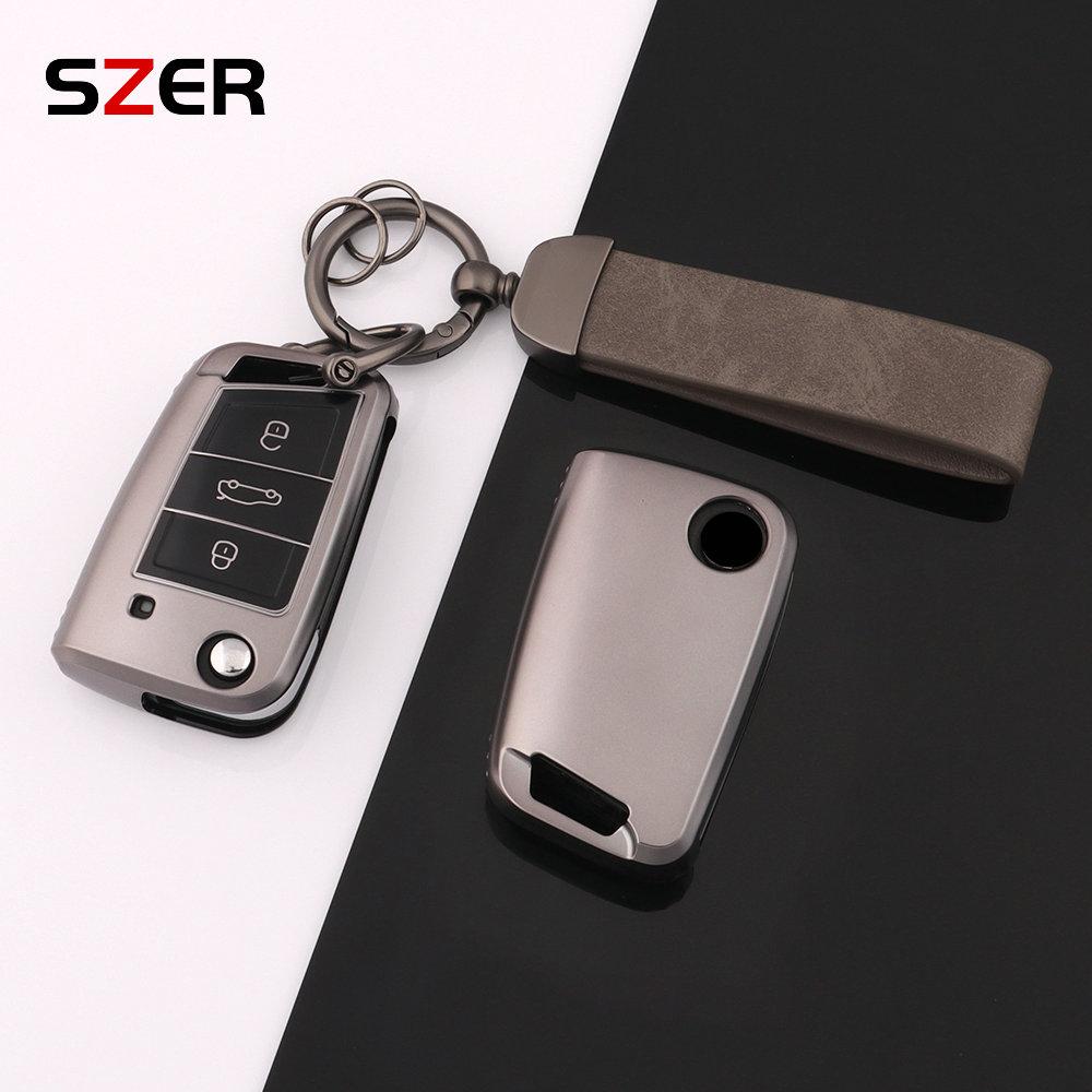 Gun Grey Tpu Car Key Case Cover Shell For Vw Volkswagen Golf 7 Mk7 Tiguan Mk2 For Seat Ateca Leon Fr 2 Ibiza Skoda Octavia A7