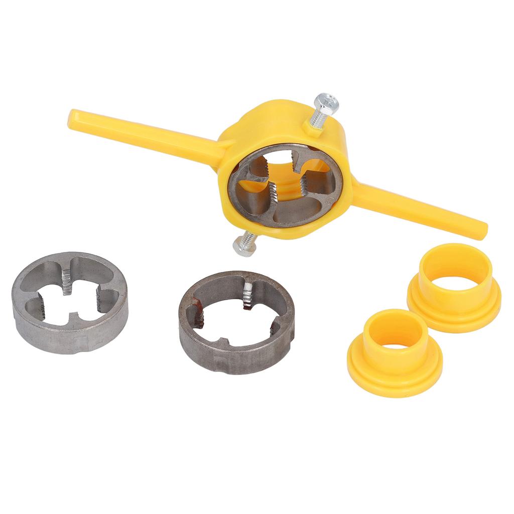 Pipe Threader Plumbing Tool ABS and Alloy Steel PVC Thread Maker Tool with 1/2in 3/4in 1in NPT Dies