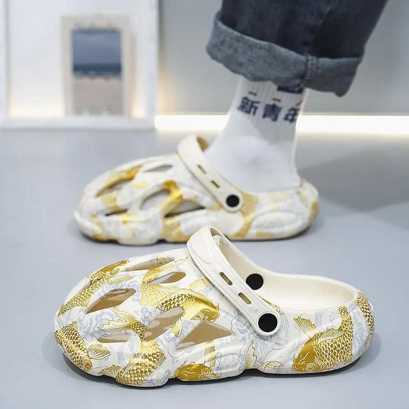 Slippers for Men Hole Platform Shoes Beach Designer Luxury Summer Sale Eva Clappers 2025 Pvc Cheap Liquidation Adult Sandals Man