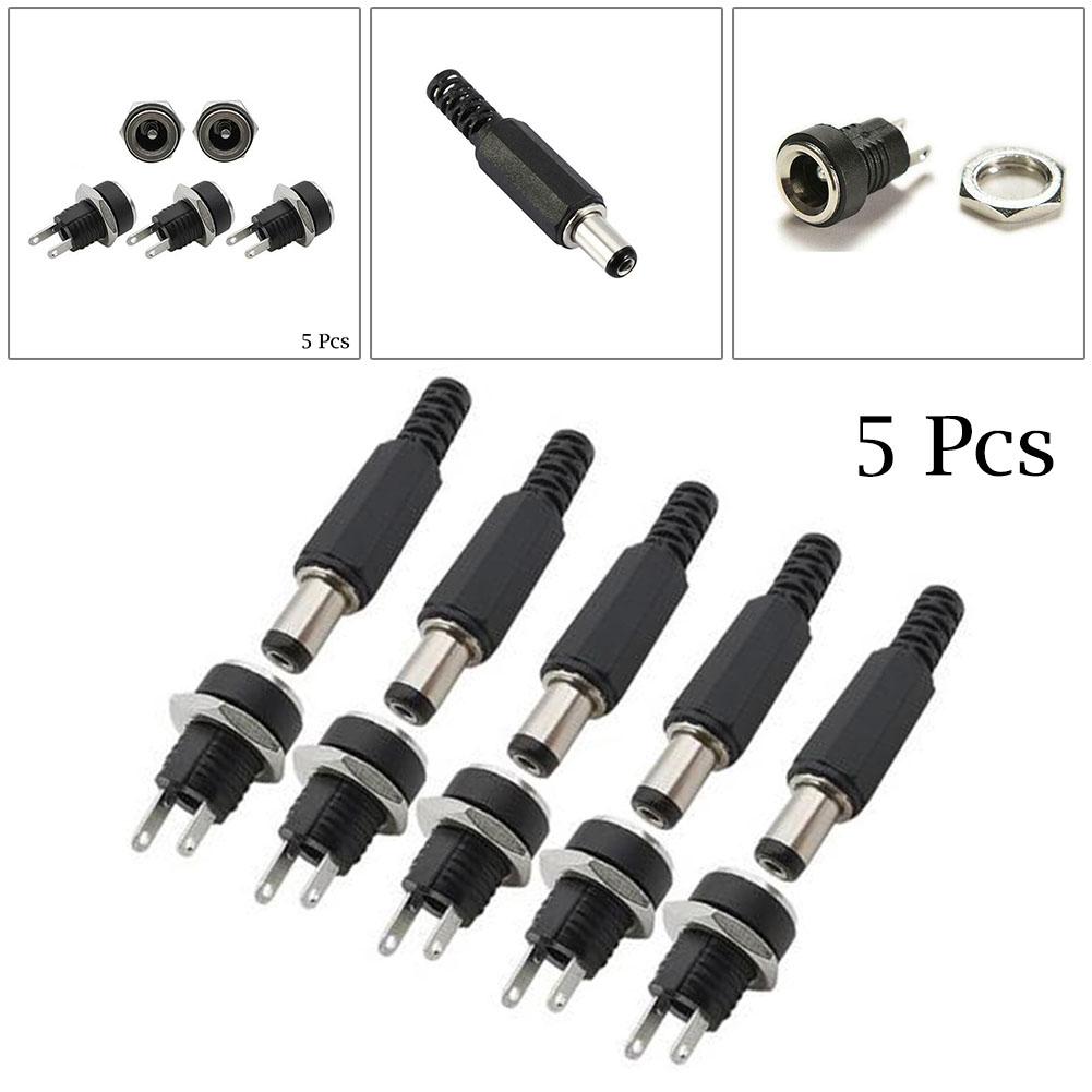 5 Pair DC 12V Male Female Socket Panel Mount Power Connector DC Power Male Female Socket Adapter Connector Tool