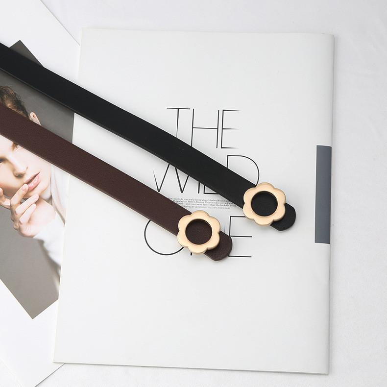 Stylish Narrow Waist Belt For Women With Unique Floral Buckle For Casual Outfits