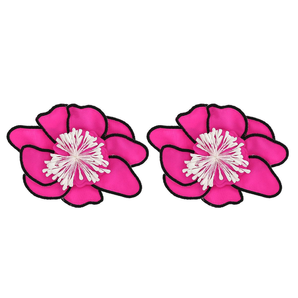 

«Z Новые разноцветные многослойные серьги-цветы ручной работы — модный, смелый праздничный стиль» красный