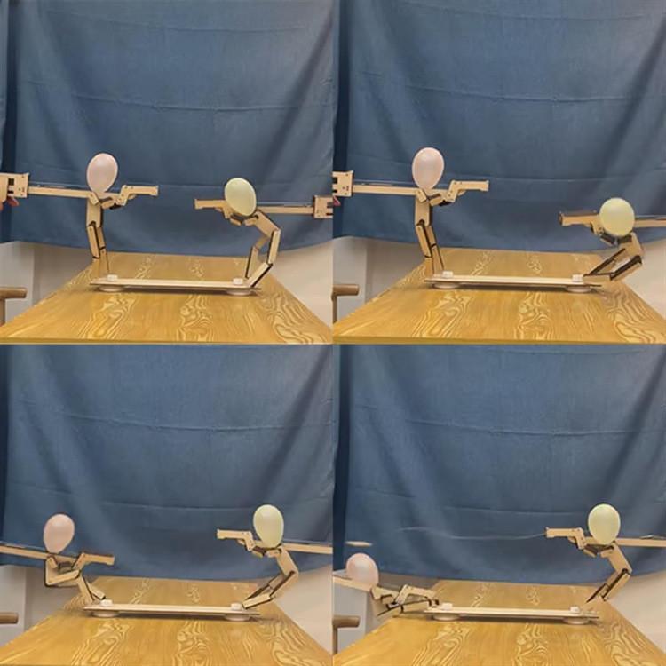 Wooden Manual Assembly Funny Shooting Puppets Balloon Game Children Toys Set