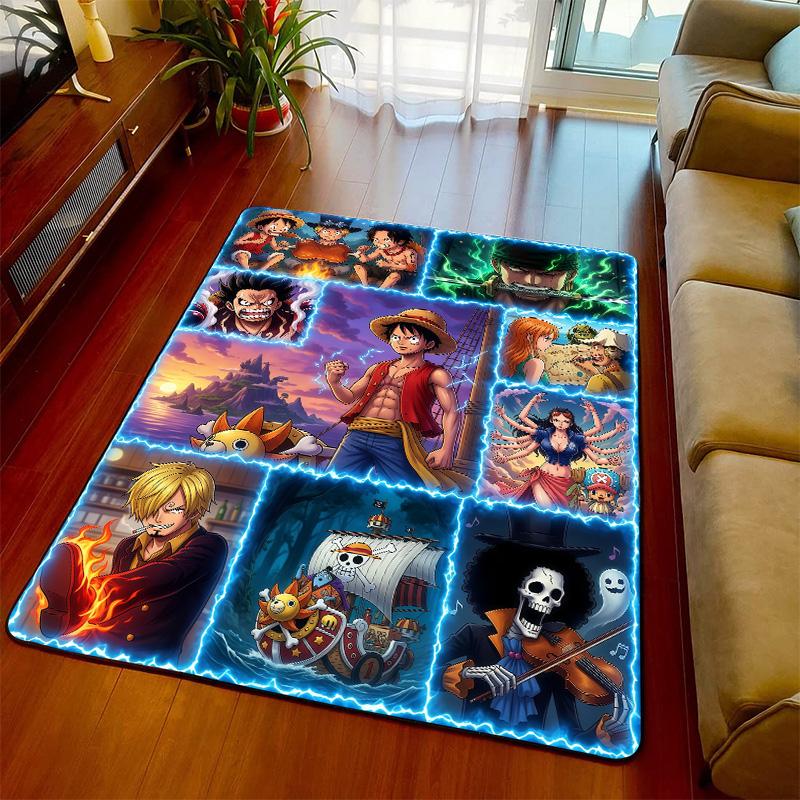 One Piece Interior Carpet Rug Anime Floor Mat Soft Feel Non Slip Backing for Living Room Bedroom -QJY