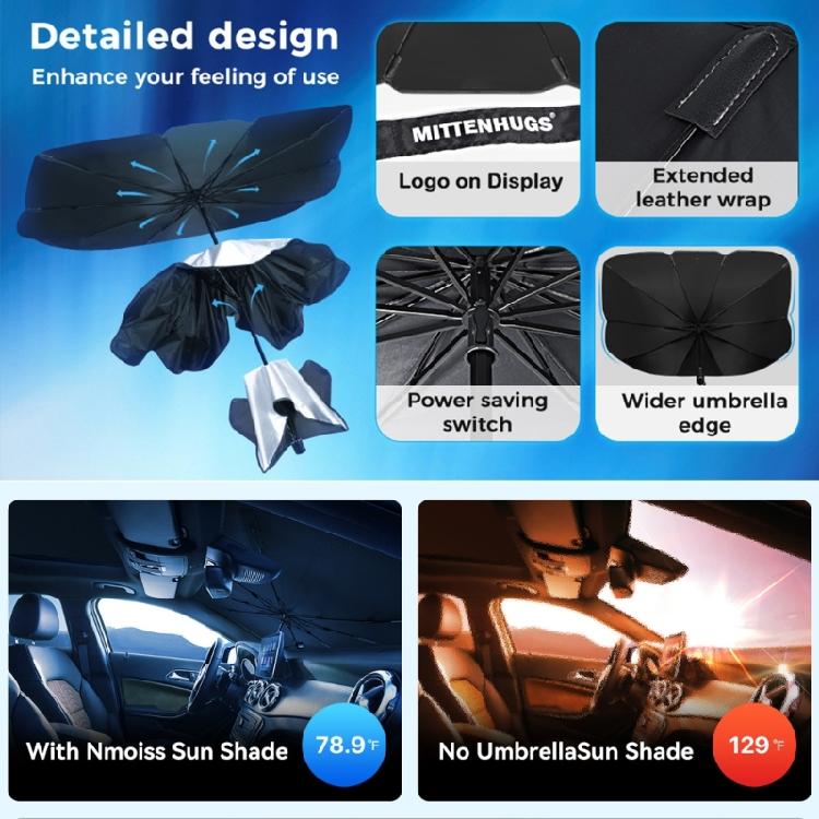 Windshield Sun Shade Foldable Car Front Window Sunshade for Most Sedans SUV Truck Auto Sun Blockers Visors Protectors