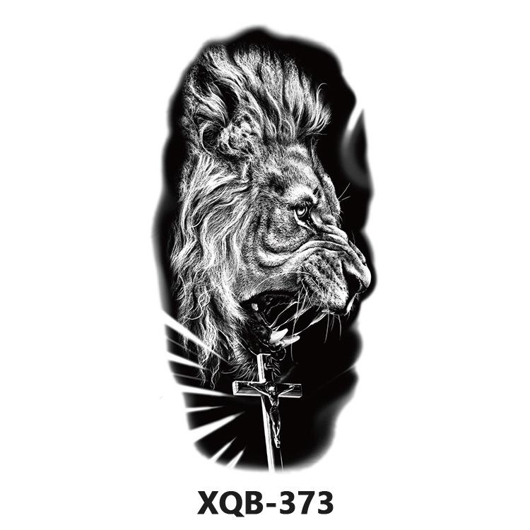 Waterproof Black & White Tiger/Wolf Transfer Sticker for Full/Half Arm - Long-lasting Tattoo for Men & Women