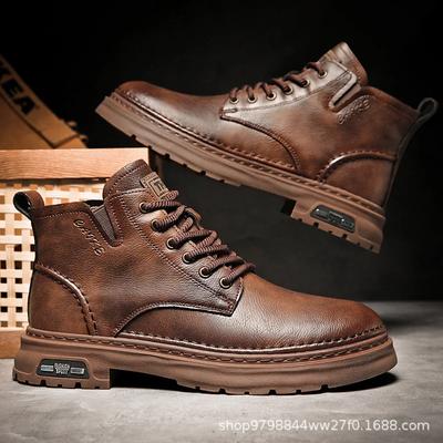Luxus Herren Stiefeletten Retro Britische High-Top Herrenstiefel Mode Hochwertige Lederschuhe 2025 Neu Outdoor Herren Motorradstiefel