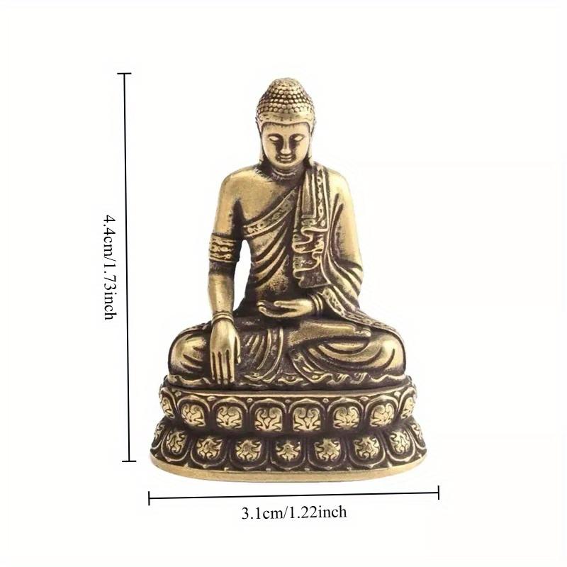 Retro Brass Buddha Sakyamuni Statue Mini Portable Pocket Sitting Buddha Sculpture Home Decor Office Desk Decorations Ornaments
