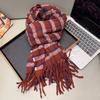 Autumn and winter new plaid scarf women's thickened imitation cashmere tassel neck protection cold versatile scarf Korean atmosphere