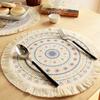 Beautiful Flower Pattern Placemat Good Woven Stylish Cotton Dinner Mat for Home