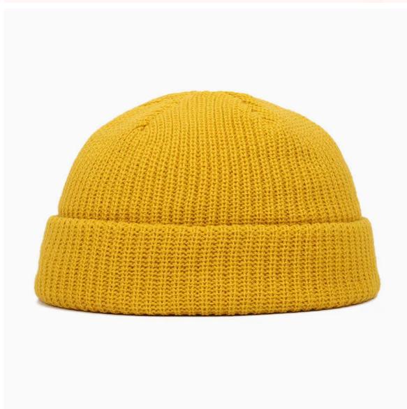 Unisex Yellow Knit Winter Hat for Men Women Warm Thermal one size жёлтый