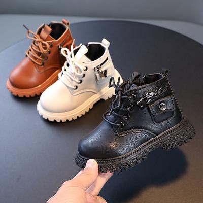 British Style Kids Boots for Boys Round-toe Versatile School Boots for Girls Fashion Causal Side Zipper Children's Ankle Boots
