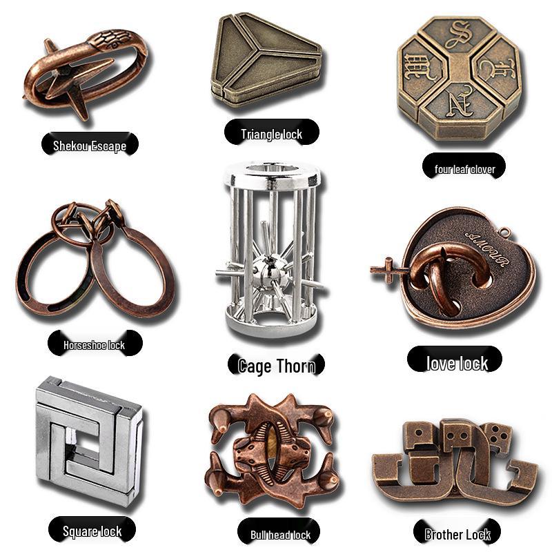 Children's Educational Metal Puzzle Set: Luban Lock, Nine Rings, and Kongming Lock Disentanglement Toys