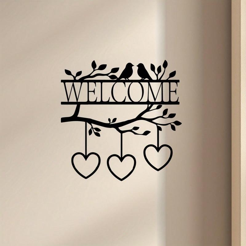 Modern Family Tree Metal Wall Art Welcome Sign Heart Branches Leaf Design Vintage Iron Sculpture Bedroom Decor Christmas Valentine Gift