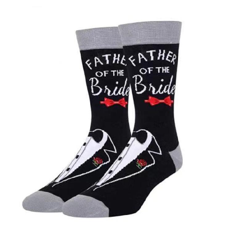 Wedding Socks for Father of the Grooms and Bride Novelty Wedding Gift Cotton Crew Socks Men Funny Hosiery Dad Gift