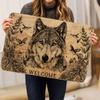 "WELCOME" Wolf Print Doormat, Non-Slip Washable Rug for Indoor Outdoor, Entryway, Living Room, RV & Home Decor