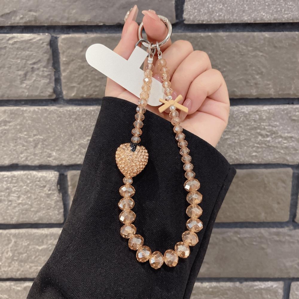 Pink Strawberry Mobile Phone Chain Bling Phone Lanyard Beaded Phone Bracelet Gift Girl