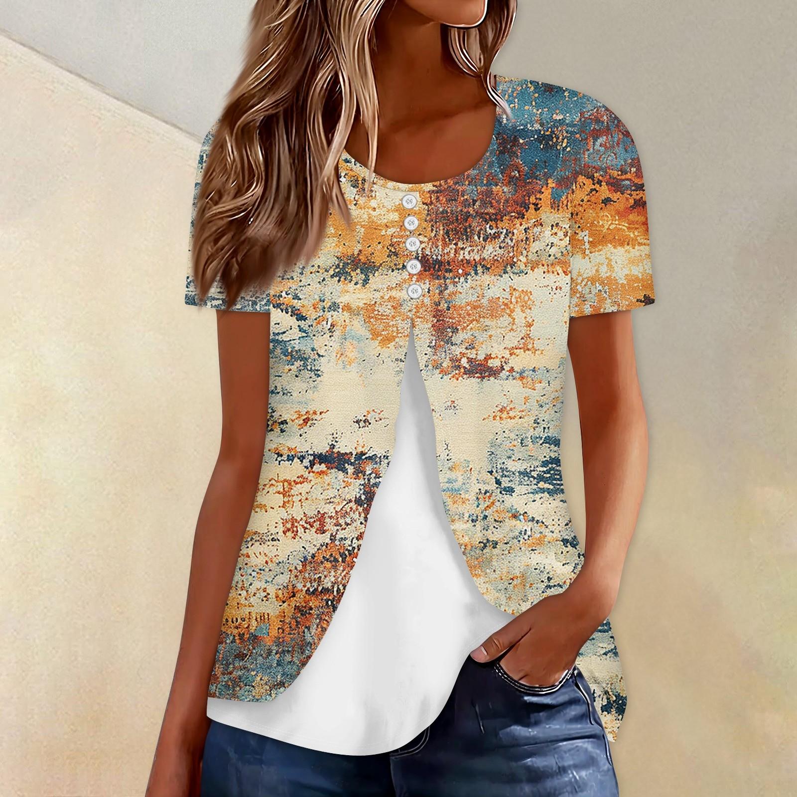 Женская летняя футболка с цветочным принтом — фото 4