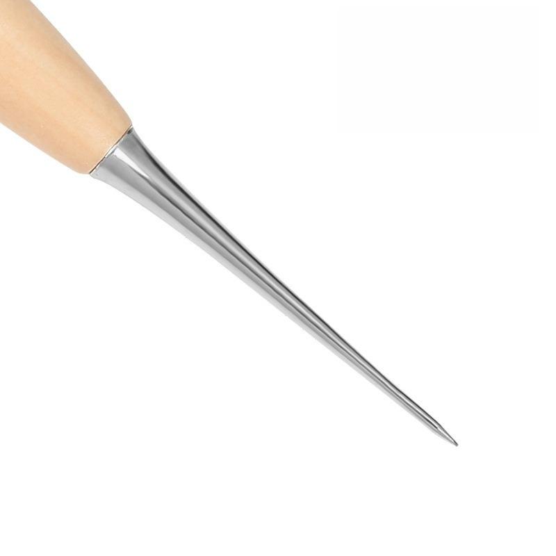 2pcs Leather Craft Awl Tools Leather Hole Punch Tool Sewing Punching Hole Maker Stitching Over Stitch Wood Handle