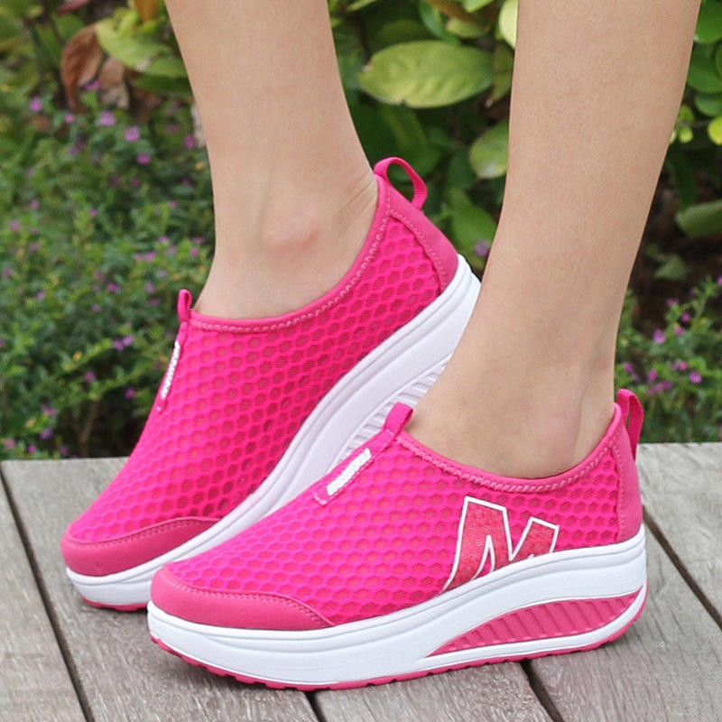New summer foot cover women's net shoes rocking shoes women's sports and leisure shoes mesh breathable women's shoes thick-soled muffin shoes