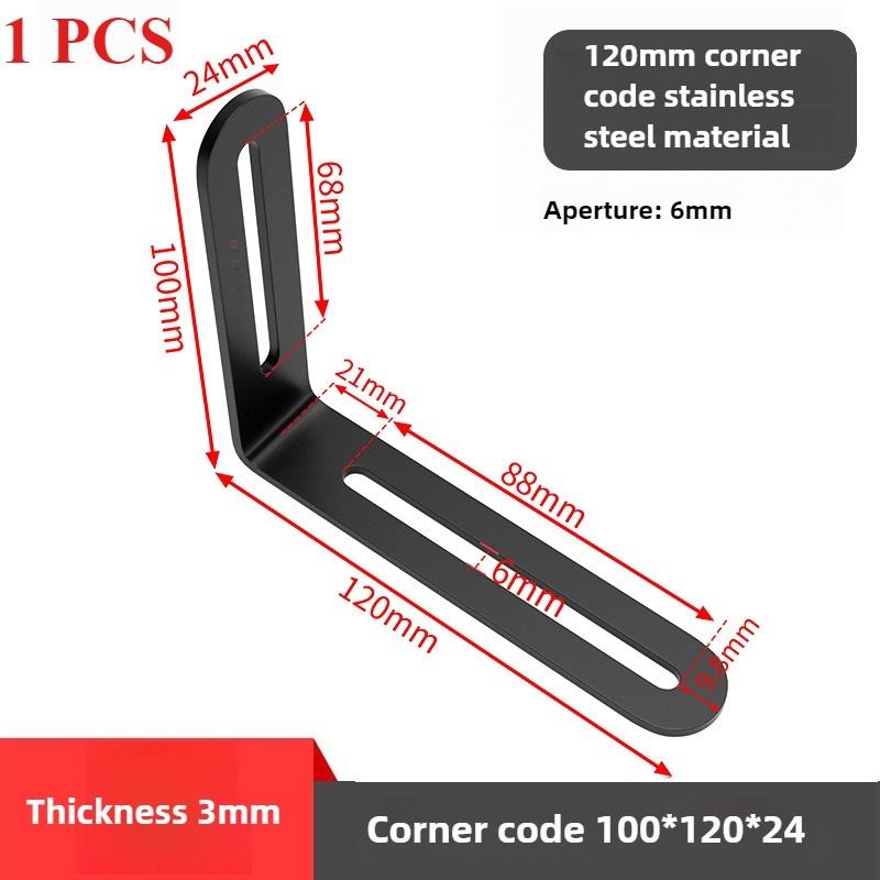 Black Stainless Steel Adjustable Angle Code Long Hole Activity 90 ° Right Angle Furniture Fixer L-shaped Shelf Bracket Connector