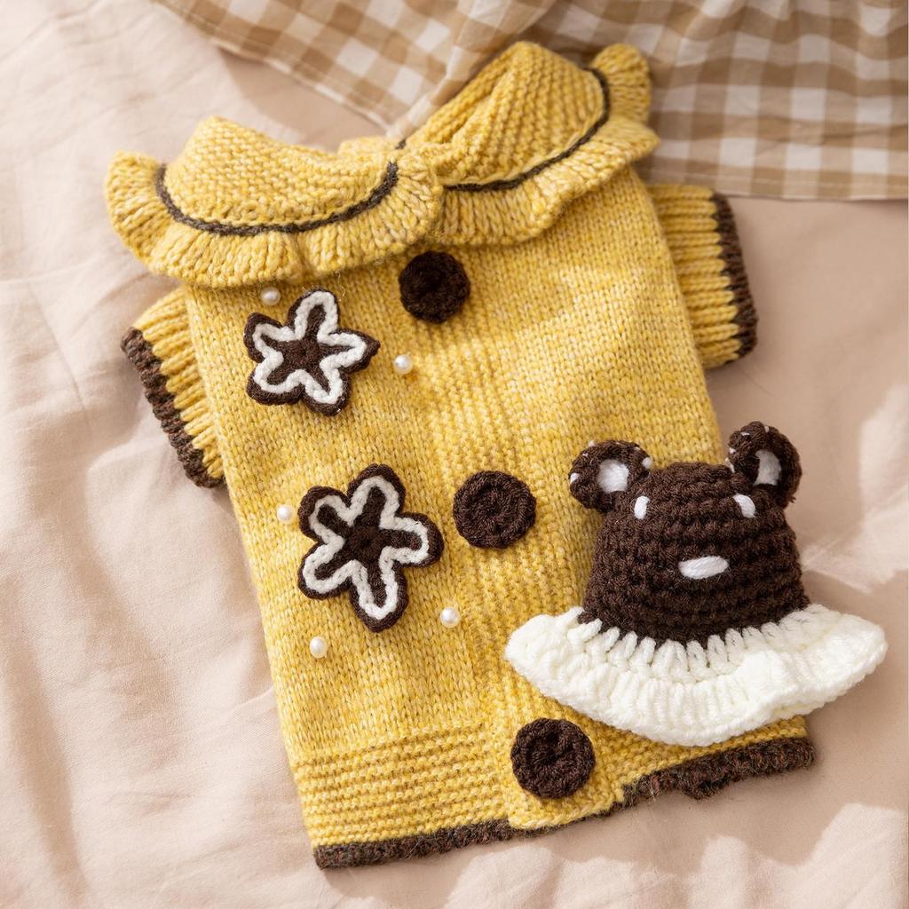 Autumn/Winter Warm Knitted Cat & Small Dog Sweater with Pompoms