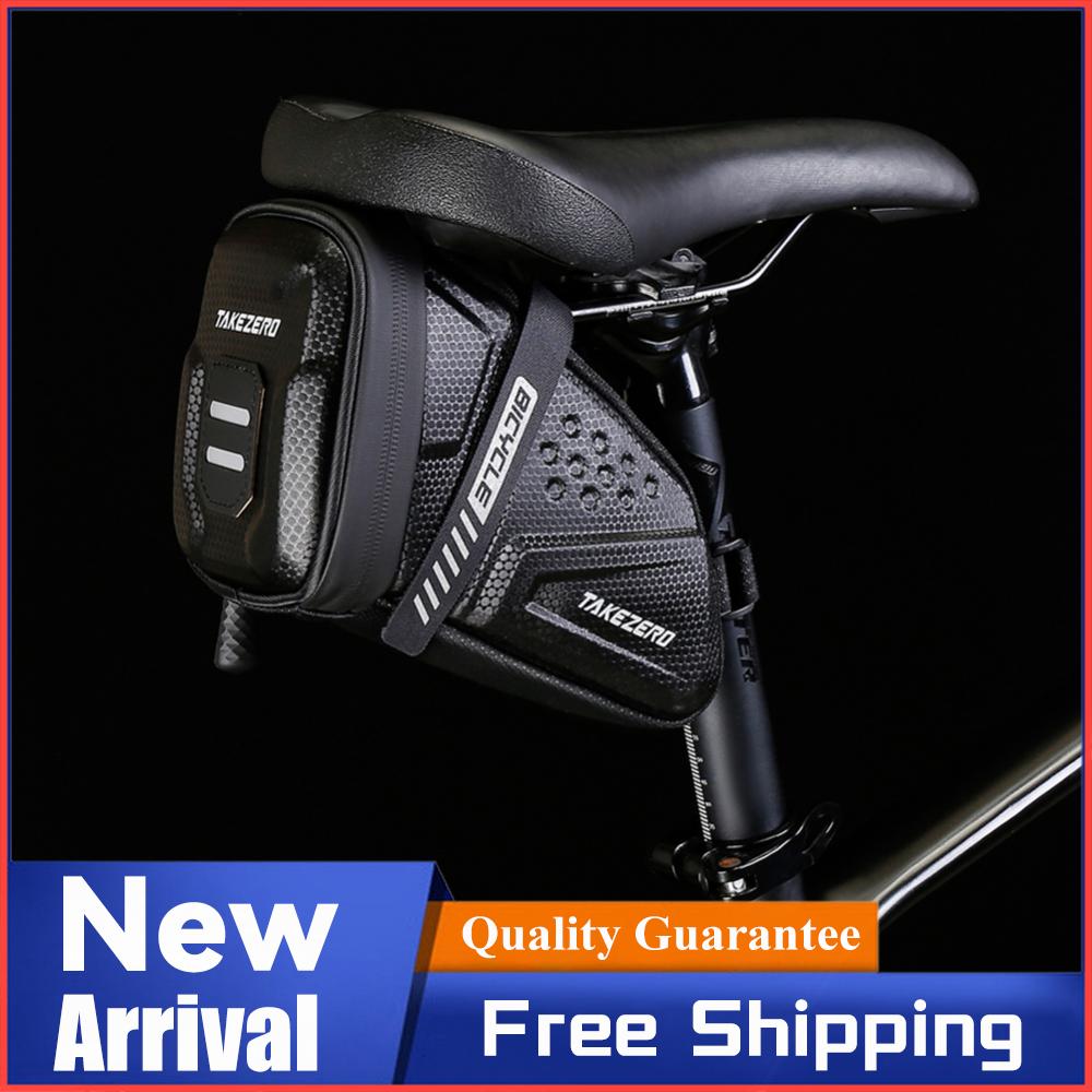 1L Back Seat Pouch Large Capacity Bike Seat Bag Bike Pocket Pack Reflective Bicycle Saddle Bag EVA for Mountain Road Bikes