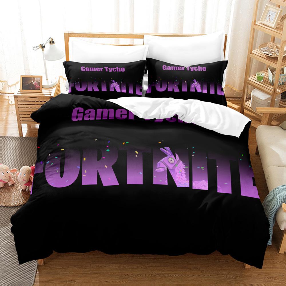 Cartoon Game Mini World Fortnite Quilt Set Three-Piece Digital Printing Three-Piece Set