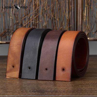 Buckleless Leather Belt for Men, Genuine Leather Pin Buckle, Top Layer Pure Cowhide, Retro Frosted Trendy Belt Strip
