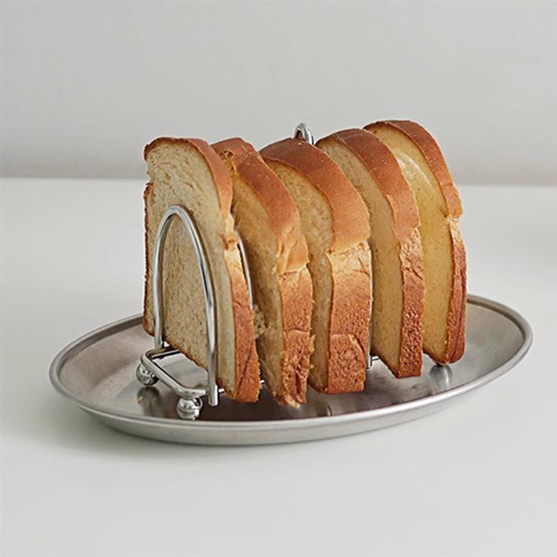 Stainless Steel Toast Loaf Slice Rack 6 Slice Bread Holder Toast Stand Rectangle Food Display Tool Kitchen Gadget