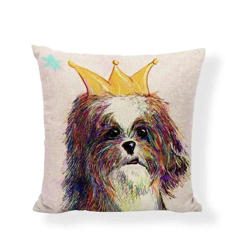 Cartoon Cute Dog Oil Double-Sided Printed Pillow Cover Short Plush Suitable Living Rooms Bedrooms Sofas Throw Cushion Cover