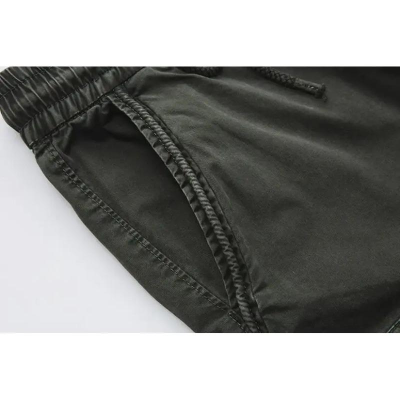 Men Casual Joggers Solid Color Pants Men Cotton Elastic Trousers Military Style Army Cargo Pants