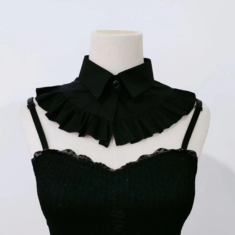 White Shawl Ruffle Detachable Stand Collar Solid Color Ladies Pleated Shirt Fake Collar Neckwear Female Decorative Neck Collar